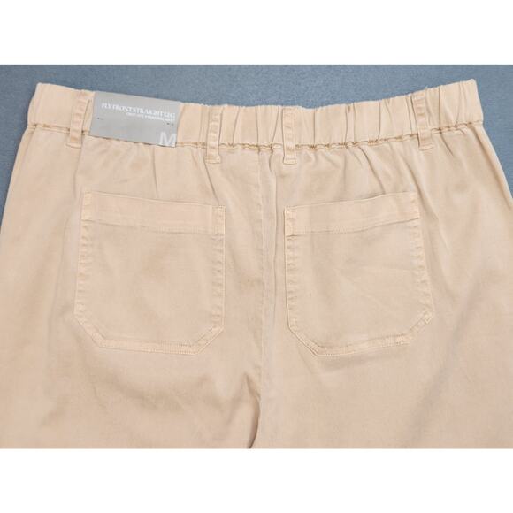 NWT Soft Surroundings Pants Straight Releaxed Ankle Crop Roll Tab Sesame Khaki M - Picture 7 of 9